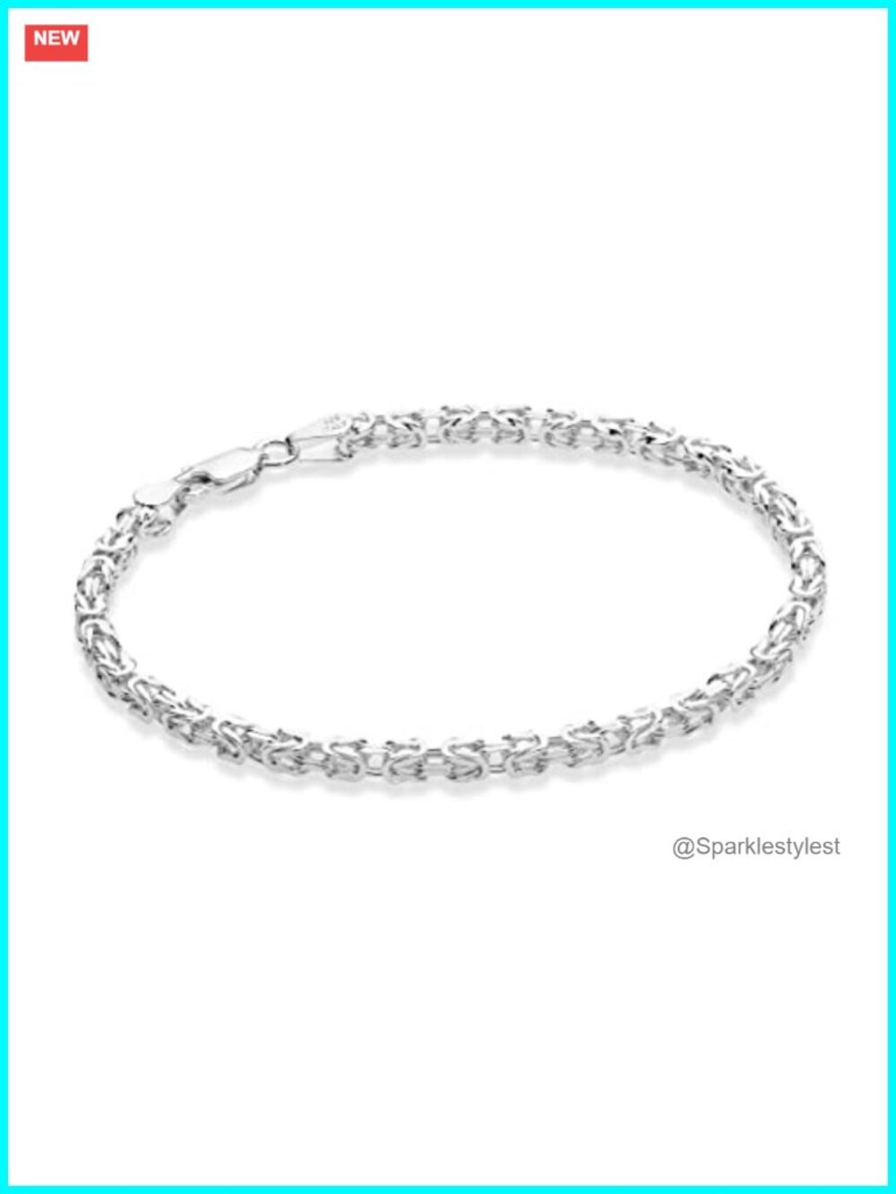 925 Sterling Silver Byzantine Link Bracelet 3mm Made in Italy Unisex
